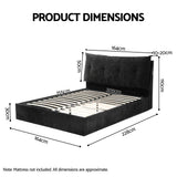 Cortona Queen Gas Lift Bed Frame, Black