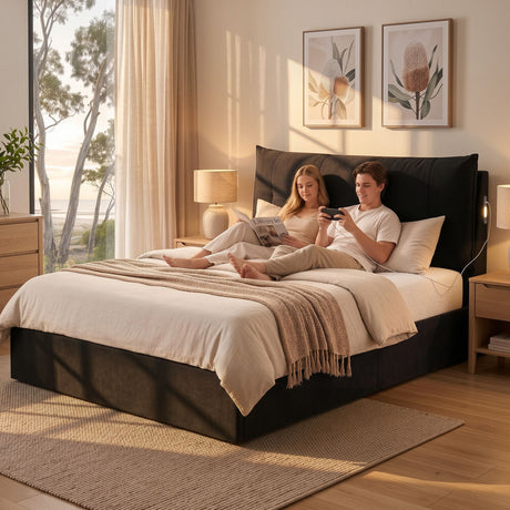 Cortona Queen Gas Lift Bed Frame, Black