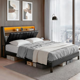 Montepulciano Black Queen bed frame in a modern bedroom