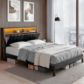 Montepulciano Black Queen bed frame in a modern bedroom