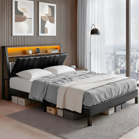 Montepulciano Black Queen bed frame in a modern bedroom