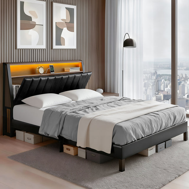 Montepulciano Black Queen bed frame in a modern bedroom