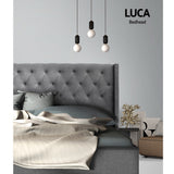 Artiss LUCA King Bed Head in Grey Faux Linen — Art Deco Winged with Metallic Studs — Allure Home Collections