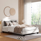 Artiss NEO double bed frame in boucle fabric — full front view — Allure Home Collections