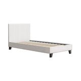 Artiss NEO single boucle bed frame showing 1-year warranty construction — Allure Home Collections