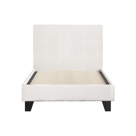 Artiss NEO single boucle bed frame side profile — Allure Home Collections
