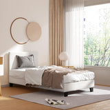 Artiss NEO single boucle bed frame in cream — full front view — Allure Home Collections