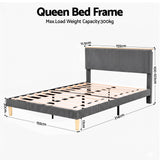 Lyon Queen Upholstered Bed, Grey, view 2