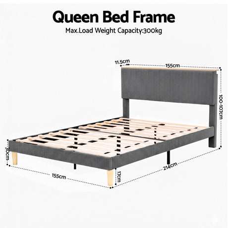 Lyon Queen Upholstered Bed, Grey, view 2