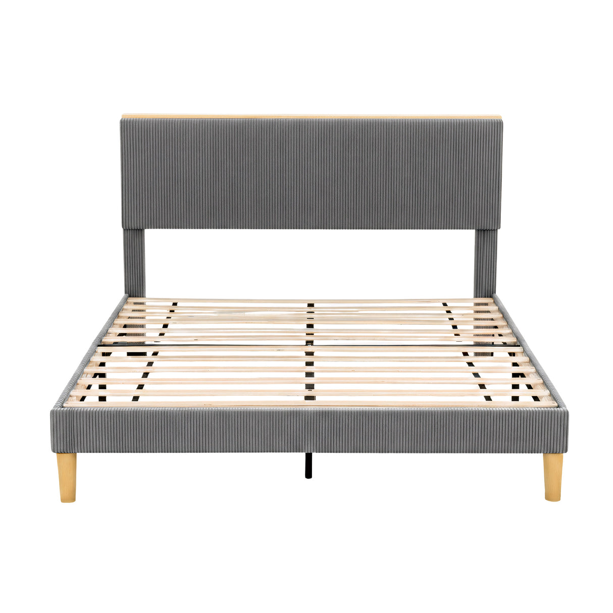 Lyon Queen Upholstered Bed, Grey, view 3