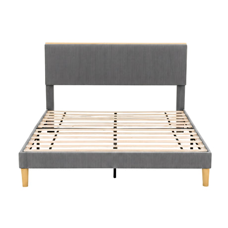 Lyon Queen Upholstered Bed, Grey, view 3