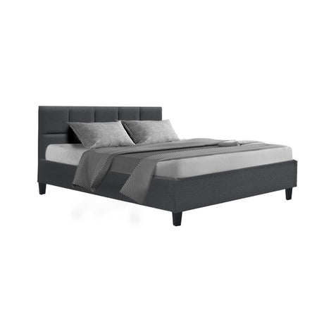 Artiss TINO charcoal double bed frame showing breathable non-woven lining — Allure Home Collections