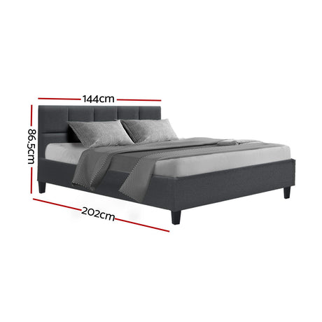 Artiss TINO double charcoal bed frame side profile — Allure Home Collections