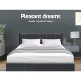 Artiss TINO double charcoal bed frame from foot end — Allure Home Collections