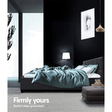 Artiss TINO charcoal double bed frame wooden frame and plywood slat detail — Allure Home Collections