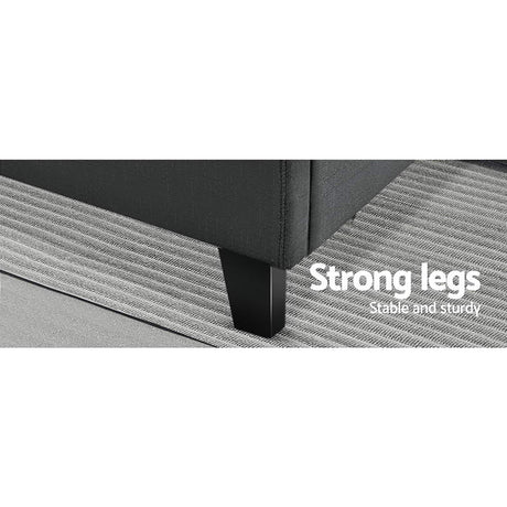 Artiss TINO double charcoal faux linen bed frame showing 300kg capacity — Allure Home Collections