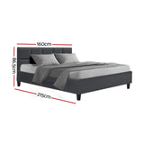 Artiss TINO queen charcoal bed frame side profile — Allure Home Collections