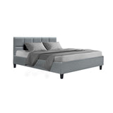 Artiss TINO queen grey bed frame showing 300kg capacity — Allure Home Collections