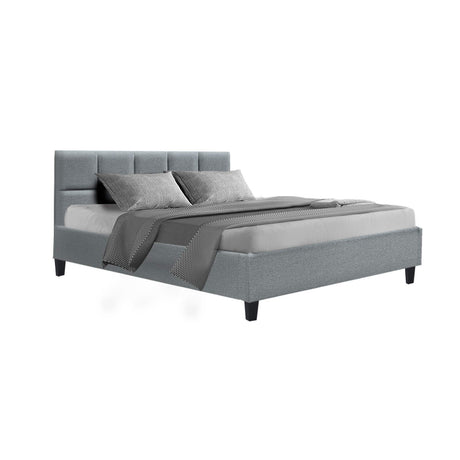 Artiss TINO queen grey bed frame showing 300kg capacity — Allure Home Collections