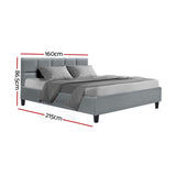 Artiss TINO queen grey bed frame side profile — Allure Home Collections