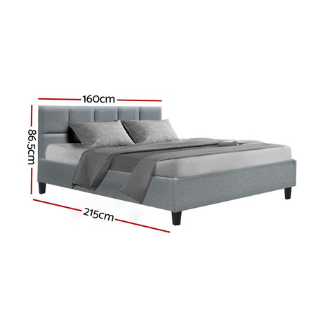 Artiss TINO queen grey bed frame side profile — Allure Home Collections