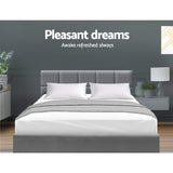 Artiss TINO queen grey bed frame from foot end — Allure Home Collections