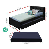 Artiss king single daybed black PVC tufted headboard close-up — Allure Home Collections