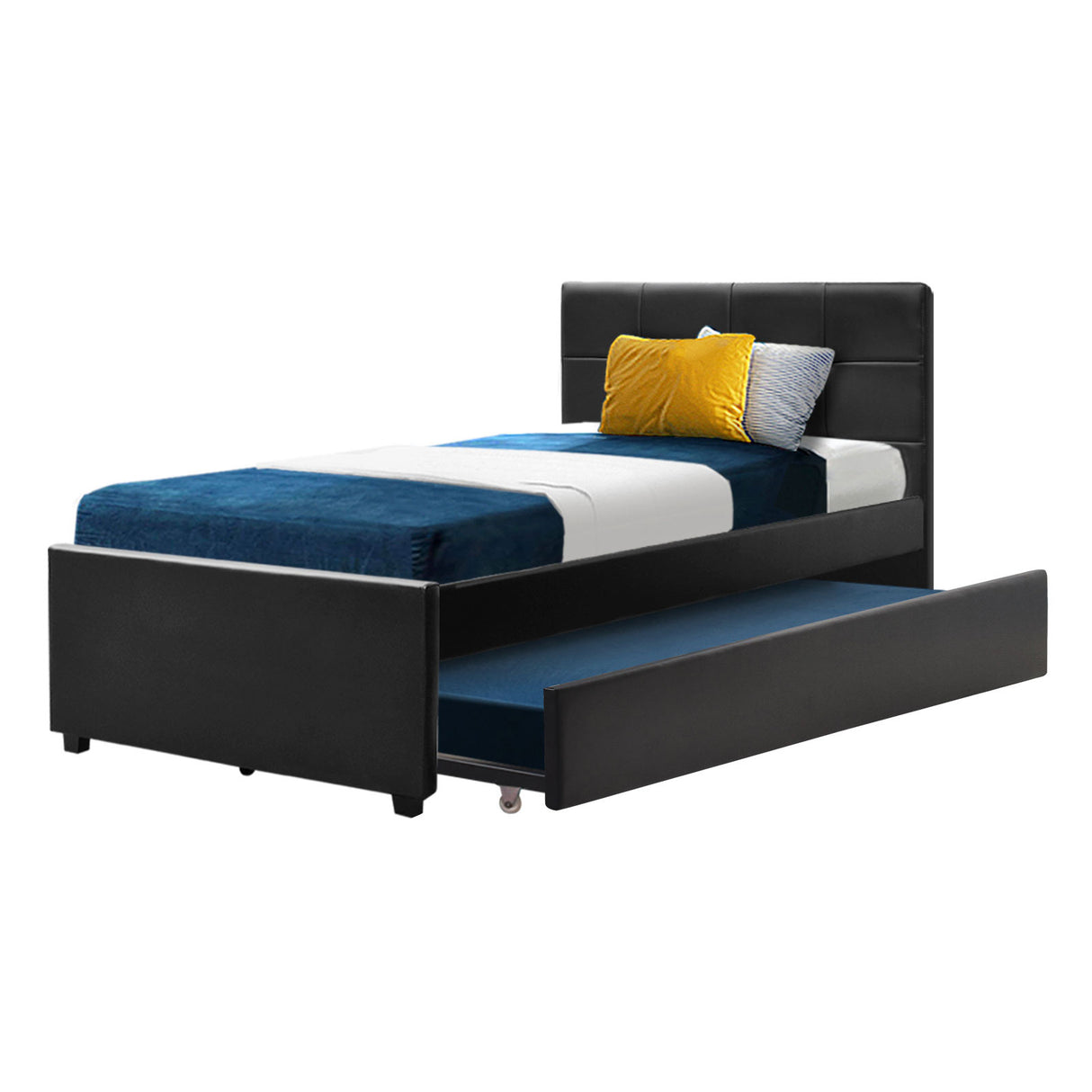 Artiss king single trundle daybed extended showing two beds — Allure Home Collections