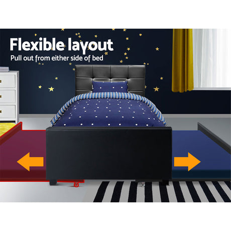 Artiss king single trundle daybed from foot end — Allure Home Collections