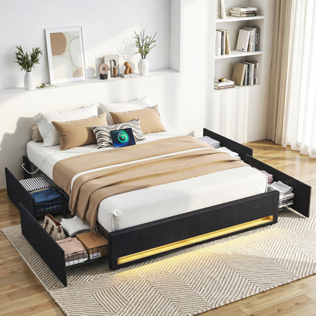 Bellevue Queen Storage Bed, LED