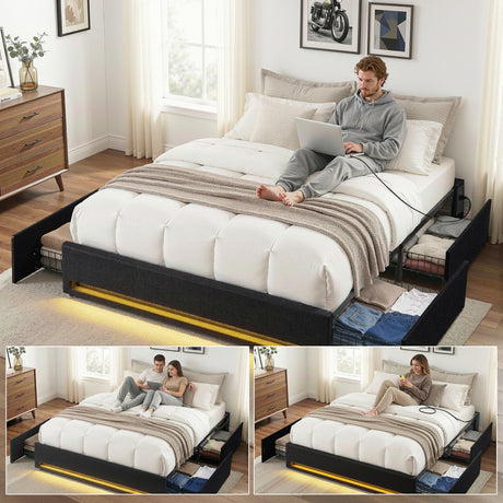 Bellevue Queen Storage Bed, LED, view 4