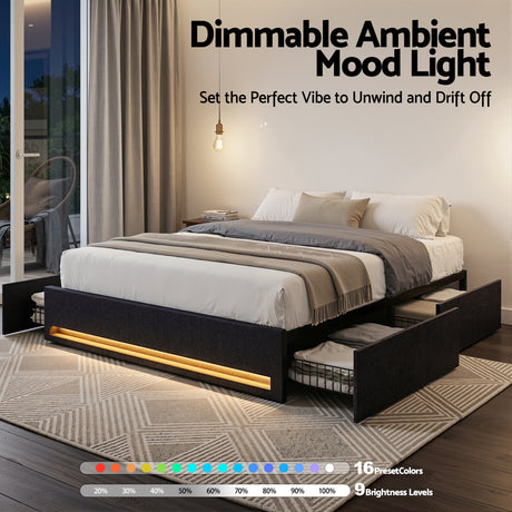 Bellevue Queen Storage Bed, LED, view 5