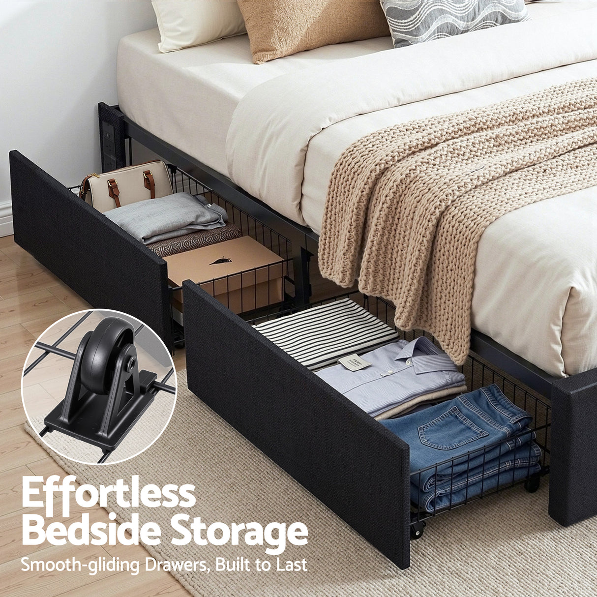 Bellevue Queen Storage Bed, LED, view 6