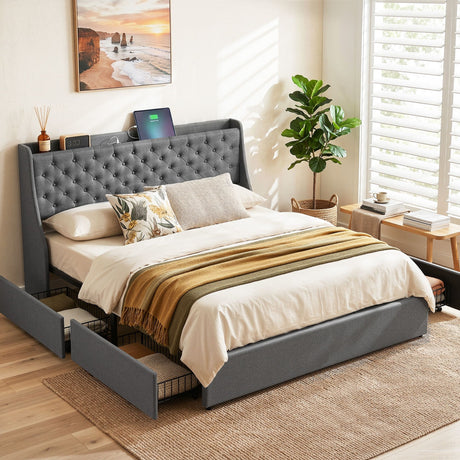 Viareggio Charcoal King bed frame in a modern bedroom