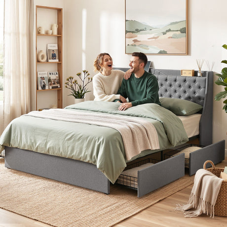 Viareggio King Storage Bed Frame, Charcoal