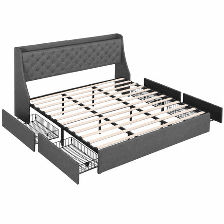 Viareggio King Storage Bed Frame, Charcoal