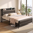 Elba Black Queen bed frame in a modern bedroom