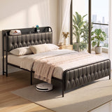 Elba Black Queen bed frame in a modern bedroom