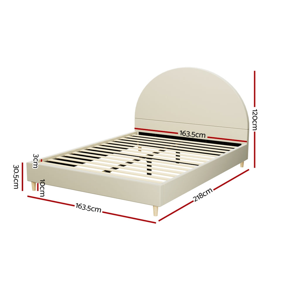 Artiss Ella Queen Size Cream Velvet Bed Frame