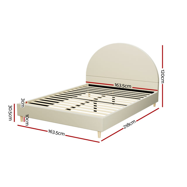 Artiss Ella Queen Size Cream Velvet Bed Frame