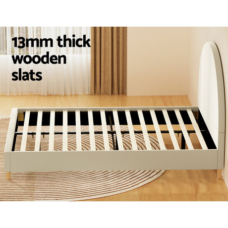 Artiss Ella Queen Size Cream Velvet Bed Frame