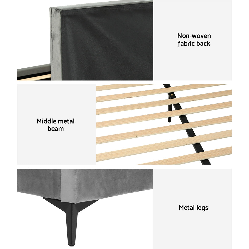 Artiss Lott Velvet Queen Bed Frame