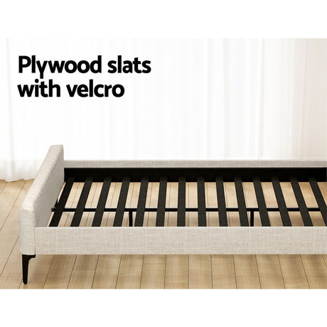 Bibbiena Queen Bed Frame with Mattress, Beige