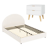 Poppi Beige Queen bed frame in a modern bedroom
