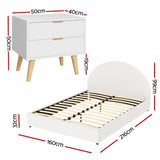 Poppi Queen Bed Frame with Bedside Table, Beige