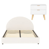 Poppi Queen Bed Frame with Bedside Table, Beige