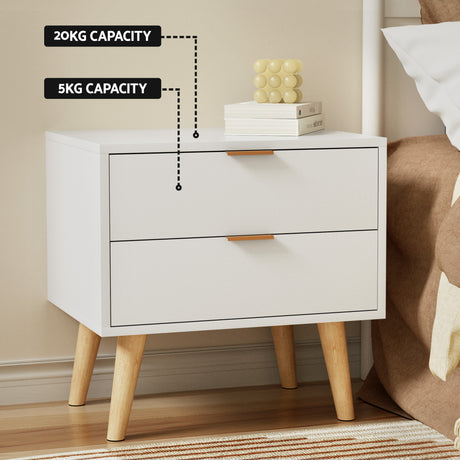 Poppi Queen Bed Frame with Bedside Table, Beige