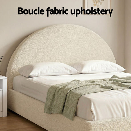 Vinci Queen Bed Frame with Bedside Table, Beige