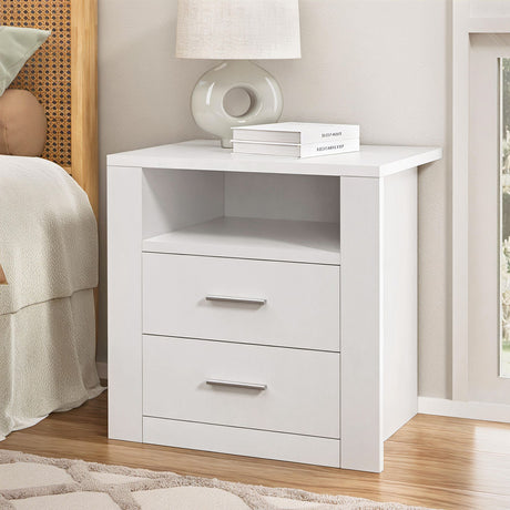 Vinci Queen Bed Frame with Bedside Table, Beige