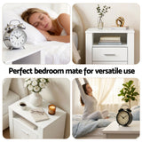 Vinci Queen Bed Frame with Bedside Table, Beige